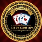 JJJ PK Game APK homepage showing login and register options on Android